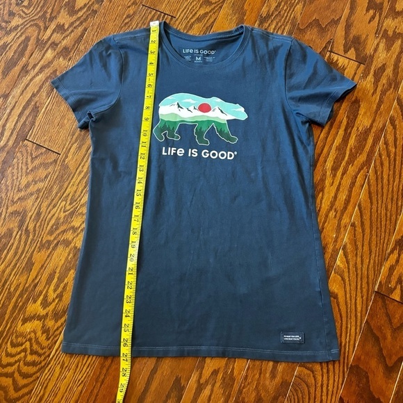 Life is good women’s size medium tshirt. Blue with bear mountain design. - Picture 3 of 8